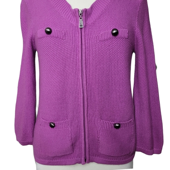 MAC & JAC Sweater Cardigan Zip Up Knit Purple - Picture 8 of 11